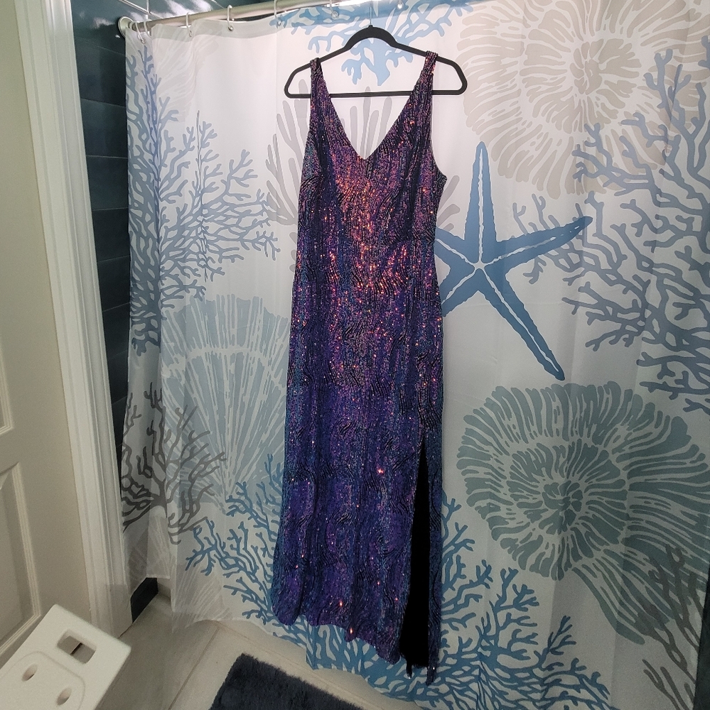 Mermaid vibes Sequin gown with slit